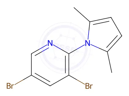 Chemical structure of 3,5-Dibromo-2-(2,5-dimethyl-1H-pyrrol-1-yl)pyridine
