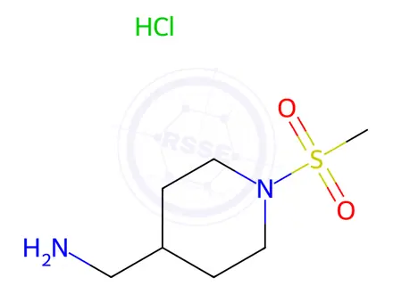 Chemical structure of 1-(1-methanesulfonylpiperidin-4-yl)methanamine hydrochloride