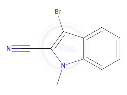 Chemical structure of 3-Bromo-1-methyl-1H-indole-2-carbonitrile