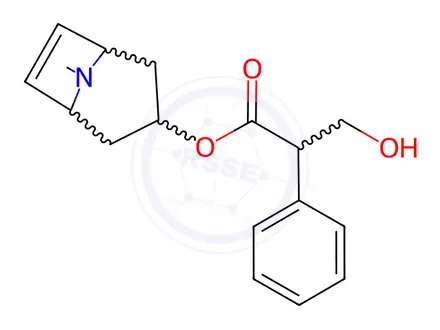 Chemical structure of 8-Methyl-8-azabicyclo[3.2.1]oct-6-en-3-ol α-(hydroxymethyl)benzeneacetate