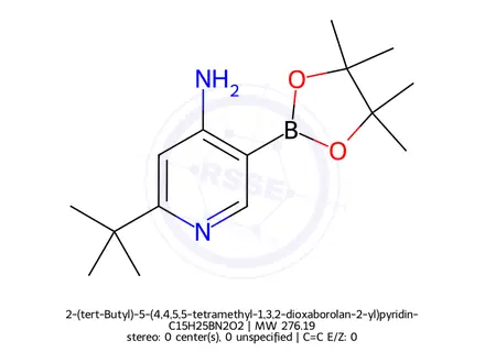 Chemical structure of 2-(tert-Butyl)-5-(4,4,5,5-tetramethyl-1,3,2-dioxaborolan-2-yl)pyridin-4-amine