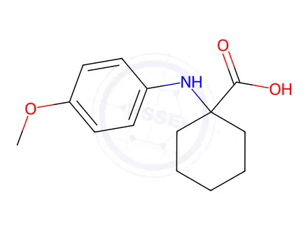 Chemical structure of 1-((4-Methoxyphenyl)amino)cyclohexane-1-carboxylic acid
