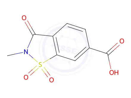 Chemical structure of 2-methyl-1,1,3-trioxo-2,3-dihydro-1$l^{6},2-benzothiazole-6-carboxylic acid