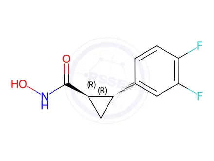 Chemical structure of (1R,2R)-2-(3,4-Difluorophenyl)-N-hydroxycyclopropane-1-carboxamide