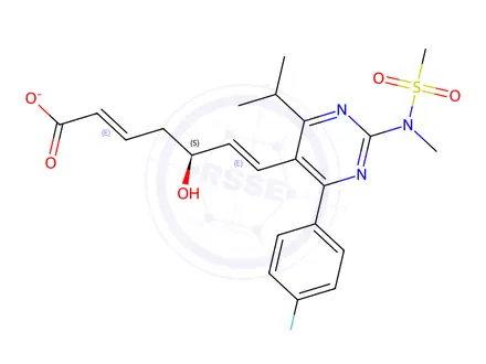 Chemical structure of (2E,5S,6E)-7-[4-(4-fluorophenyl)-2-[methyl(methylsulfonyl)amino]-6-propan-2-ylpyrimidin-5-yl]-5-hydroxyhepta-2,6-dienoate