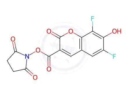 Chemical structure of Pacific Blue Succinimidyl Ester