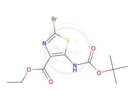 Chemical structure of Ethyl 2-bromo-5-((tert-butoxycarbonyl)amino)thiazole-4-carboxylate