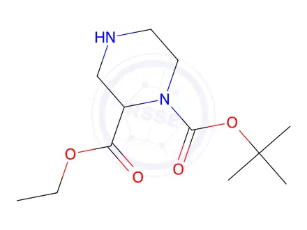 Chemical structure of Piperazine-1,2-dicarboxylic acid 1-tert-butyl ester 2-ethyl ester