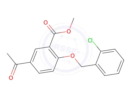 Chemical structure of Methyl 5-acetyl-2-((2-chlorobenzyl)oxy)benzoate
