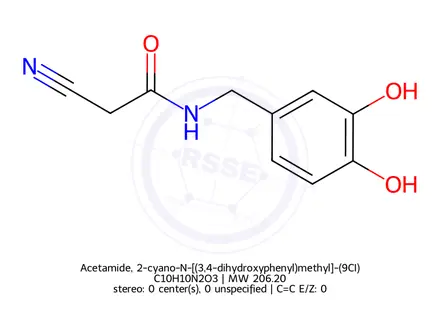 Chemical structure of Acetamide, 2-cyano-N-[(3,4-dihydroxyphenyl)methyl]-(9CI)