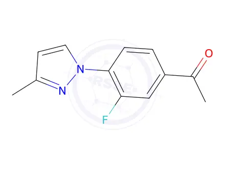 Chemical structure of 1-(3-Fluoro-4-(3-methyl-1h-pyrazol-1-yl)phenyl)ethan-1-one
