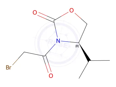 Chemical structure of (R)-3-(2-bromoacetyl)-4-isopropyloxazolidin-2-one