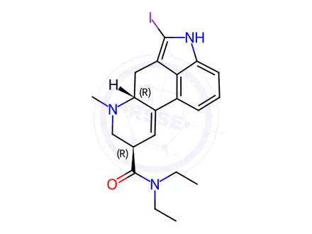 Chemical structure of 2-iodolysergic acid diethylamide