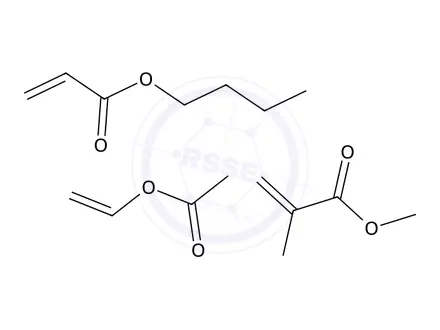 Chemical structure of 2-Propenoic acid, 2-methyl-, methyl ester, polymer with butyl 2-propenoate and ethenyl acetate