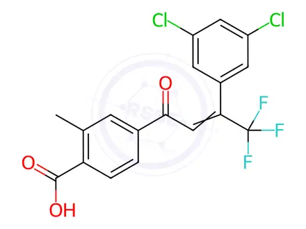 Chemical structure of 4-(3-(3,5-Dichlorophenyl)-4,4,4-trifluorobut-2-enoyl)-2-methylbenzoic Acid