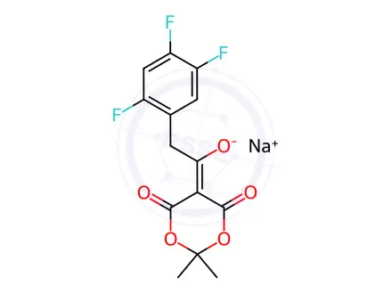 Chemical structure of Sodium 1-(2,2-dimethyl-4,6-dioxo-1,3-dioxan-5-ylidene)-2-(2,4,5-trifluorophenyl)ethan-1-olate