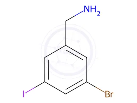 Chemical structure of (3-Bromo-5-iodophenyl)methanamine