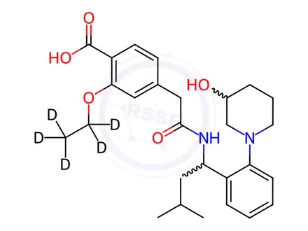 Chemical structure of 3'-Hydroxy Repaglinide-d5