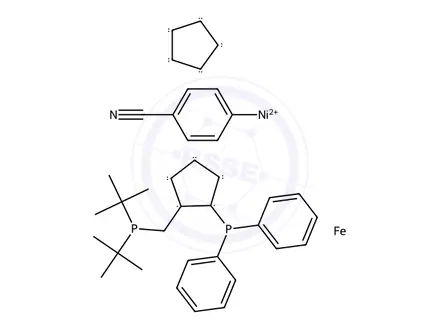 Chemical structure of Chloro(4-cyanophenyl)[(R)-1-[(S)-2-(diphenylphosphino)ferrocenyl]ethylditertbutylphosphine]nickel(II)