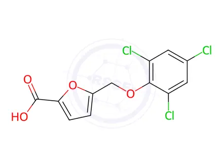Chemical structure of 5-[(2,4,6-Trichlorophenoxy)methyl]-2-furoic acid