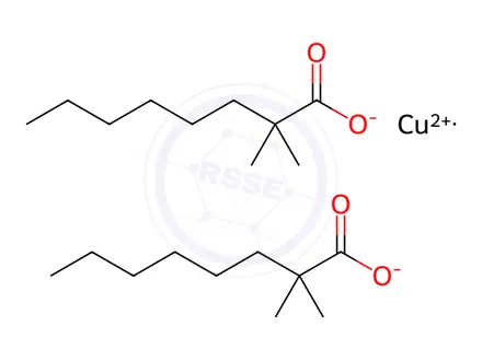 Chemical structure of copper(2+) 2,2-dimethyloctanoate