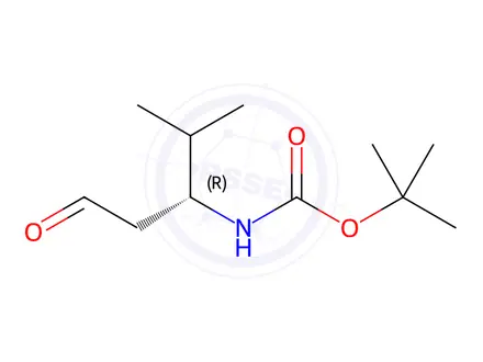 Chemical structure of Tert-butyl (R)-(4-methyl-1-oxopentan-3-yl)carbamate