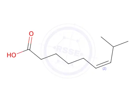 Chemical structure of (6Z)-8-Methyl-6-nonenoic Acid (up to 10% trans isomer)