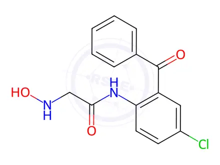 Chemical structure of N-(2-Benzoyl-4-chlorophenyl)-2-(hydroxyamino)acetamide