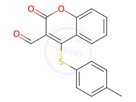 Chemical structure of 2-Oxo-4-(p-tolylthio)-2H-chromene-3-carbaldehyde