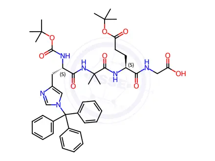 Chemical structure of Boc-His(Trt)-Aib-Glu(OtBu)-Gly-OH