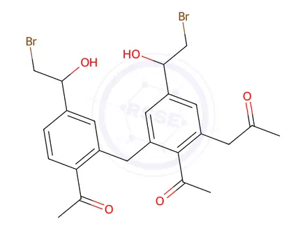Chemical structure of 4-(Acetyloxy)-5-[[2-(acetyloxy)-5-(2-bromo-1-hydroxyethyl)phenyl]methyl]-Î±1-(bromomethyl)-1,3-benzenedimethanol Î±3-Acetate