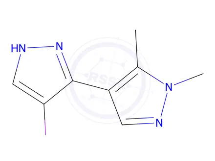 Chemical structure of 4-Iodo-1',5'-dimethyl-1H,1'H-3,4'-bipyrazole