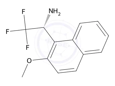 Chemical structure of (R)-2,2,2-Trifluoro-1-(2-methoxynaphthalen-1-yl)ethan-1-amine