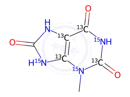 Chemical structure of 3-Methyluric acid-13C4,15N3