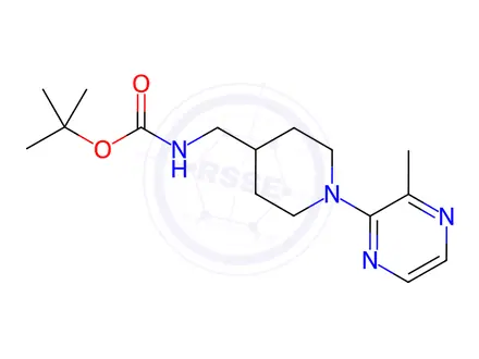 Chemical structure of tert-Butyl ((1-(3-methylpyrazin-2-yl)piperidin-4-yl)methyl)carbamate