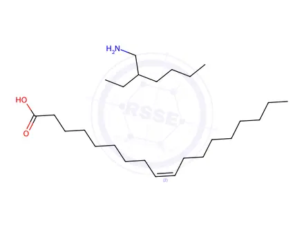 Chemical structure of oleic acid, compound with 2-ethylhexylamine (1:1)