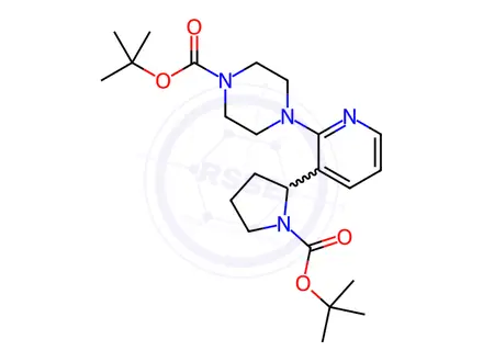 Chemical structure of tert-Butyl 4-(3-(1-(tert-butoxycarbonyl)pyrrolidin-2-yl)pyridin-2-yl)piperazine-1-carboxylate