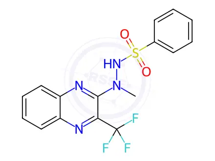 Chemical structure of N'-methyl-N'-(3-(trifluoromethyl)quinoxalin-2-yl)benzenesulfonohydrazide