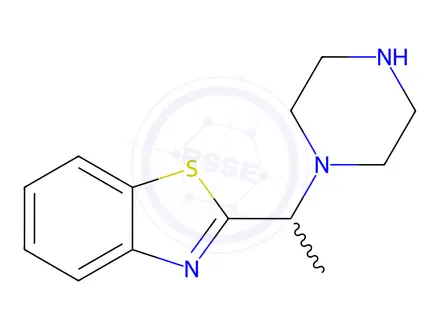 Chemical structure of 2-[1-(Piperazin-1-yl)ethyl]-1,3-benzothiazole Dihydrochloride