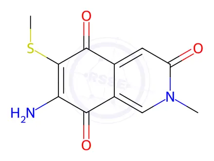 Chemical structure of 7-Amino-2-methyl-6-(methylthio)isoquinoline-3,5,8(2H)-trione