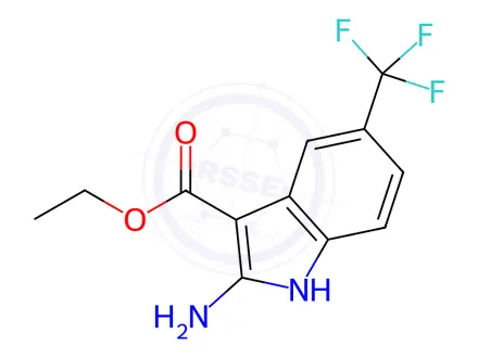 Chemical structure of ethyl 2-amino-5-(trifluoromethyl)-1H-indole-3-carboxylate
