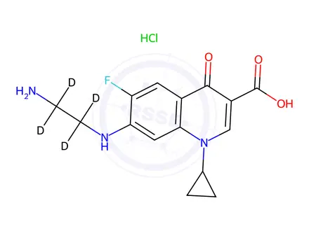 Chemical structure of Desethylene Ciprofloxacin-d4, Hydrochloride