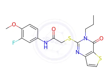 Chemical structure of N-(3-fluoro-4-methoxyphenyl)-2-(4-oxo-3-propylthieno[3,2-d]pyrimidin-2-yl)sulfanylacetamide
