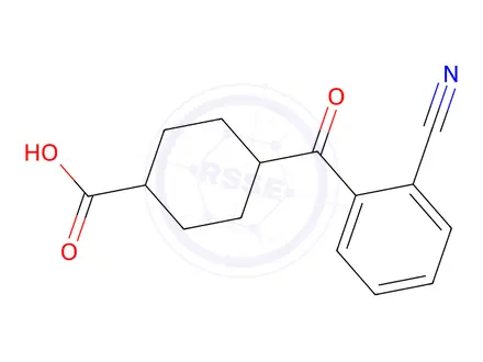 Chemical structure of trans-4-(2-Cyanobenzoyl)cyclohexane-1-carboxylic acid