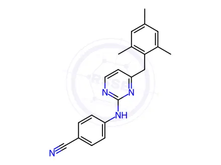 Chemical structure of Benzonitrile, 4-[[4-[(2,4,6-trimethylphenyl)methyl]-2-pyrimidinyl]amino]-