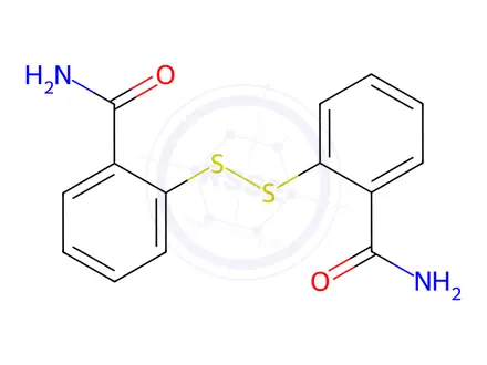Chemical structure of 2-[(2-Carbamoylphenyl)disulfanyl]benzamide