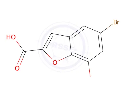 Chemical structure of 5-bromo-7-methoxy-1-benzofuran-2-carboxylic acid