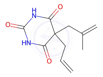 Chemical structure of 5-Allyl-5-methallyl-barbituric Acid