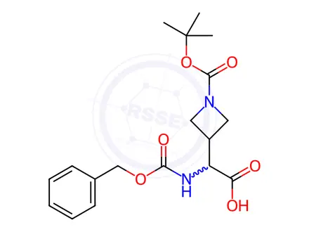 Chemical structure of 2-(((Benzyloxy)carbonyl)amino)-2-(1-(tert-butoxycarbonyl)azetidin-3-yl)acetic acid
