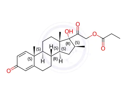 Chemical structure of (16β)-17-Hydroxy-16-methyl-21-(1-oxopropoxy)-Pregna-1,4-diene-3,20-dione